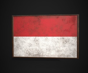 Old Picture Frame With Monaco Flag