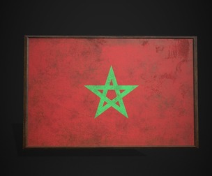 Old Picture Frame With Morocco Flag