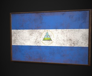 Old Picture Frame With Nicaragua Flag