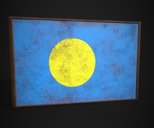 Old Picture Frame With Palau Flag
