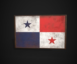 Old Picture Frame With Panama Flag