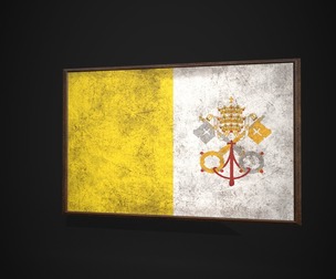 Old Picture Frame With Papal States Flag