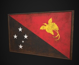 Old Picture Frame WithPapua New Guinea Flag