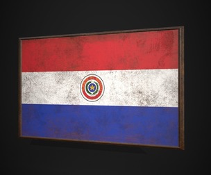 Old Picture Frame With Paraguay Flag