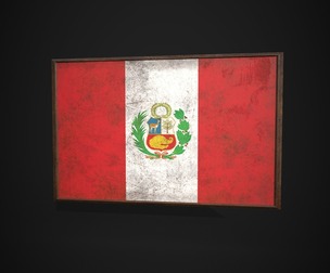 Old Picture Frame With Peru Flag