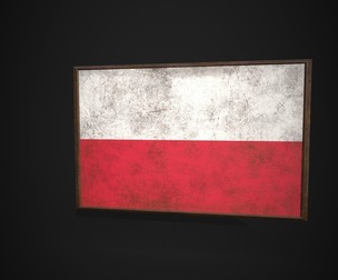 Old Picture Frame With Poland Flag
