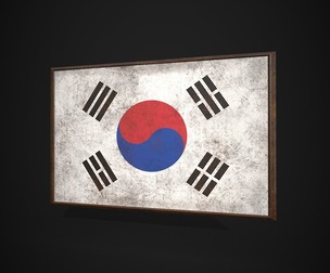 Old Picture Frame With Republic of Korea Flag