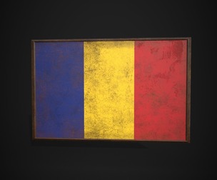 Old Picture Frame With Romania Flag