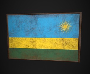 Old Picture Frame With Rwanda Flag