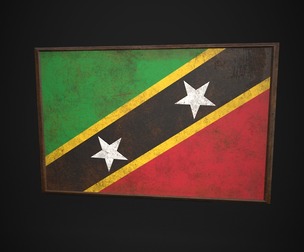 Old Picture Frame With Saint Kitts and Nevis Flag