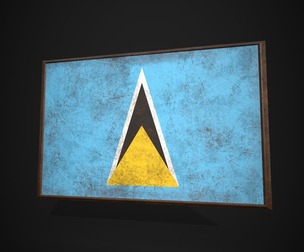 Old Picture Frame With Saint Lucia Flag