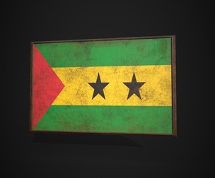 Old Picture Frame With Sao Tome And Principe Flag