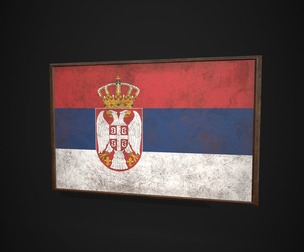 Old Picture Frame With Serbia Flag