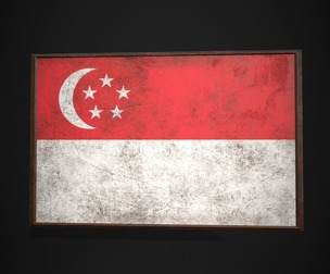 Old Picture Frame With Singapore Flag