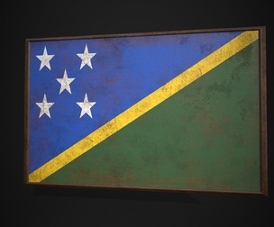 Old Picture Frame With Solomon Islands Flag