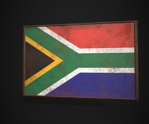 Old Picture Frame With South Africa Flag