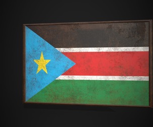 Old Picture Frame With South Sudan Flag