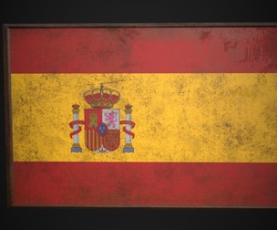 Old Picture Frame With Spain Flag