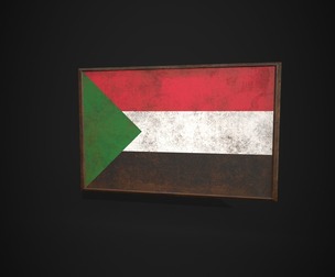 Old Picture Frame With Sudan Flag
