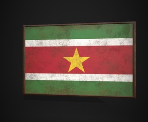 Old Picture Frame With Suriname Flag
