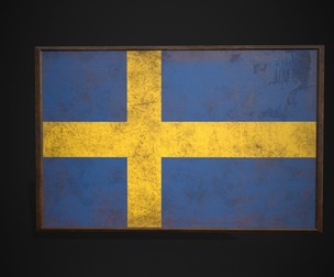 Old Picture Frame With Sweden Flag