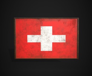 Old Picture Frame With Switzerland Flag
