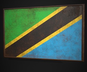 Old Picture Frame With Tanzania Flag