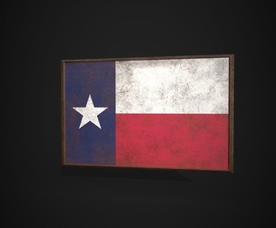 Old Picture Frame With Texas Flag