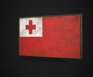 Old Picture Frame With Tonga Flag