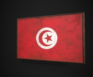 Old Picture Frame With Tunisia Flag