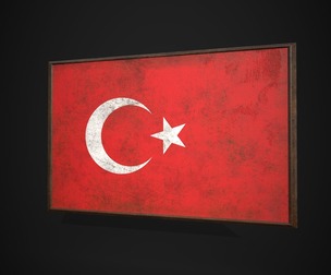Old Picture Frame With Turkey Flag