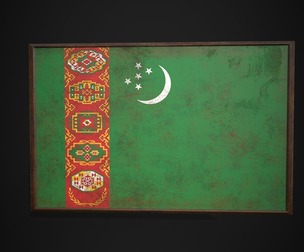 Old Picture Frame With Turkmenistan Flag