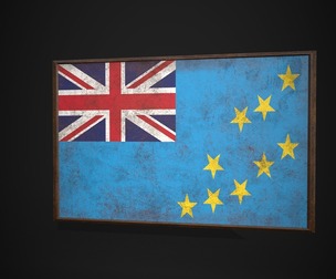Old Picture Frame With Tuvalu Flag