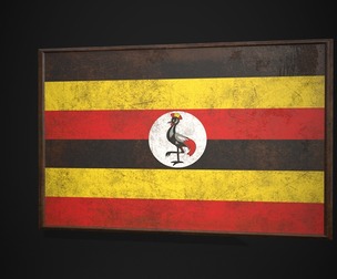 Old Picture Frame With Uganda Flag