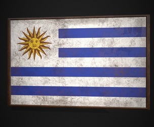 Old Picture Frame With Uruguay Flag