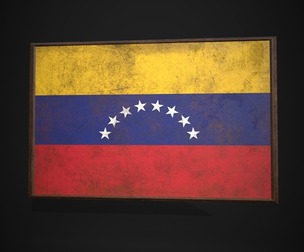 Old Picture Frame With Venezuela Flag