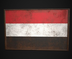 Old Picture Frame With Yemen Flag Flag