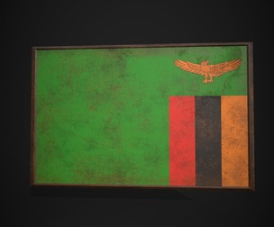 Old Picture Frame With Zambia Flag