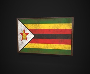 Old Picture Frame With Zimbabwe  Flag