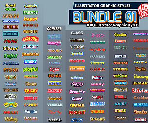 100 Illustrator Graphic Styles Bundle 01