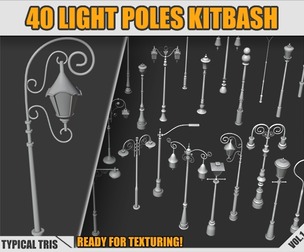 Kitbash - Light Poles - 40 Pieces