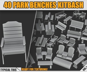 Kitbash -Park Benches - 40 Pieces