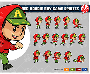 Red Hoodie Boy Game Sprites