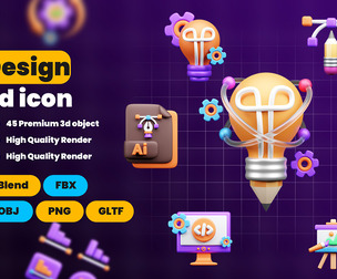 Design and Development 3d Illustration  Icon Pack