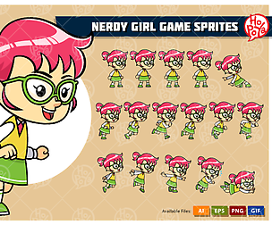 Nerdy Girl Game Sprites