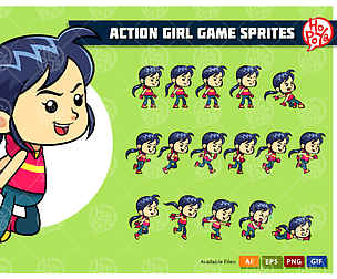 Action Girl Game Sprites
