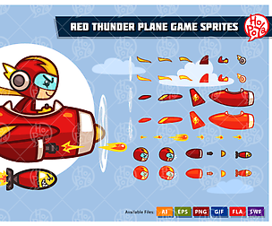 Red Thunder Plane Game Sprites