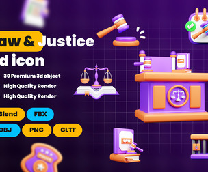 Law & Justice 3d Illustration  Icon Pack