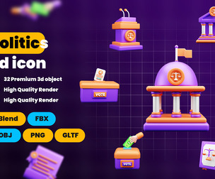 Politics 3d Illustration  Icon Pack
