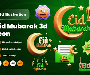 Eid Mubarak 3d Illustration Icon Pack